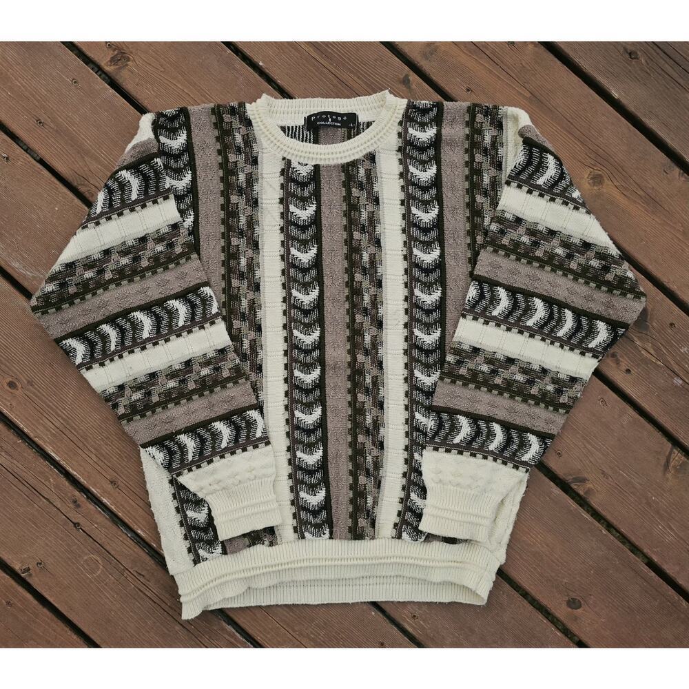 Vintage Protege Sweater Coogi Style 3D Knit Textured VTG 90s Size Large Biggie